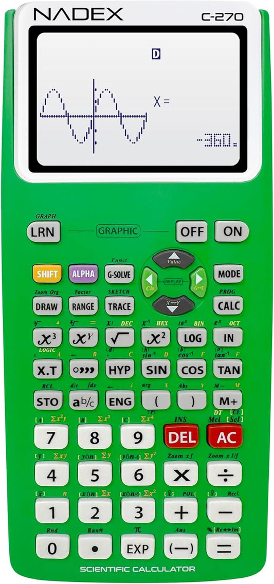 Scientific Calculator with Graph Functions for College and High School Students, Engineering, Advanced Mathematics, Calculus, Algebra, Geometery, Trigonometry, Statistics, Physics, Chemistry, Green
