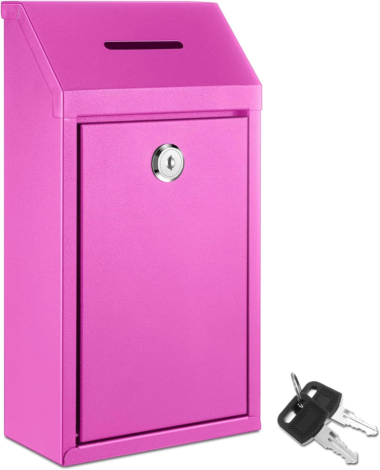 Metal Donation Cash Box Collection Safe Suggestion Box with Lock Wall Mounted Mailbox Delivery Ballot Container for Home Office Outdoor Door