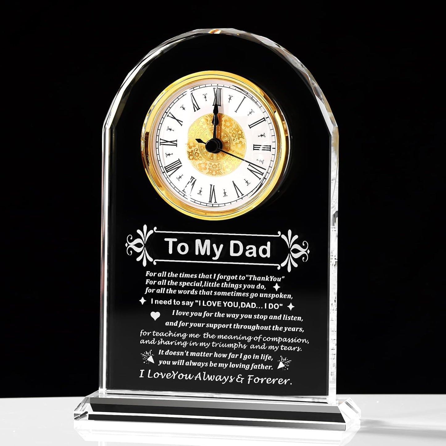 Dad Gifts - Delicate Dad Birthday Gifts from Daughter Son ,Christmas Fathers Day Birthday Gifts for Dad, Ideas, Glass Clock Gift, Birthday Gifts for Dad Who Wants Nothing (Battery not Included) (Dad Gifts)