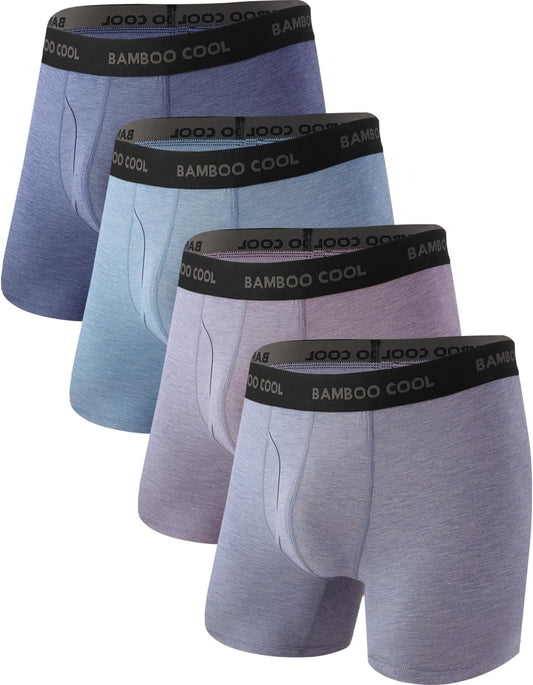 BAMBOO COOL Men's Ultra Breathable Underwear,No Riding Up Boxer Briefs with ComfortFlexible Waistband,Multipack
