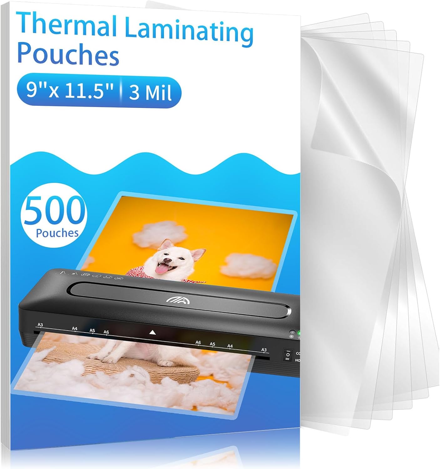 Clear Thermal Laminating Pouches – 9 x 11.5 Inch, 3 mil Thick (500 Pack) – Professional-Grade Lamination Sheets for Documents, Photos & Crafts – Fits 8.5 x 11 Letter Size Paper - [3mil 500 Packs]