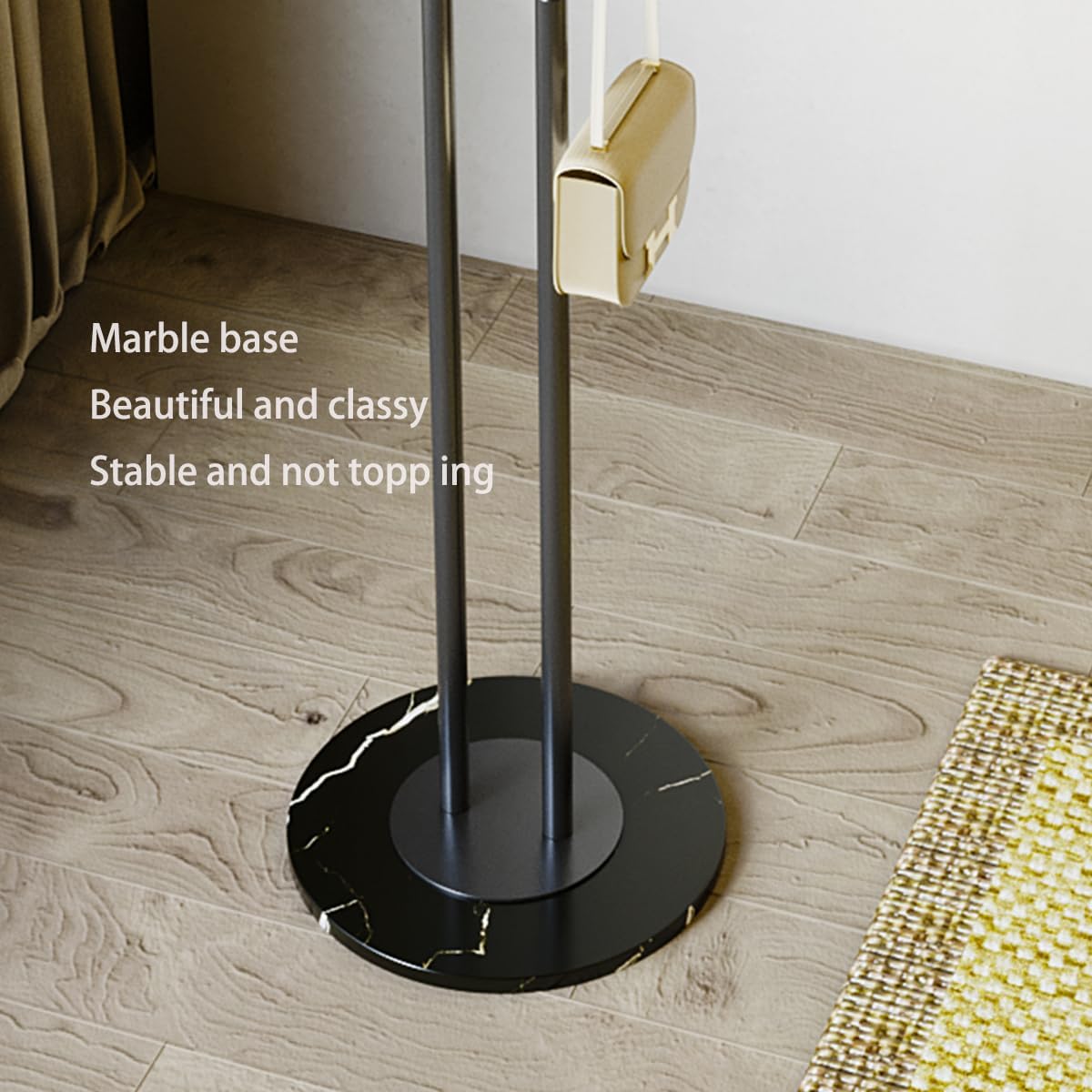 Coat Rack Stand,Black and gold Clothing Rack Freestanding with Marble Base,Metal Coat Hanger Rack,coat tree for Entryway Bedroom Hotel Hall