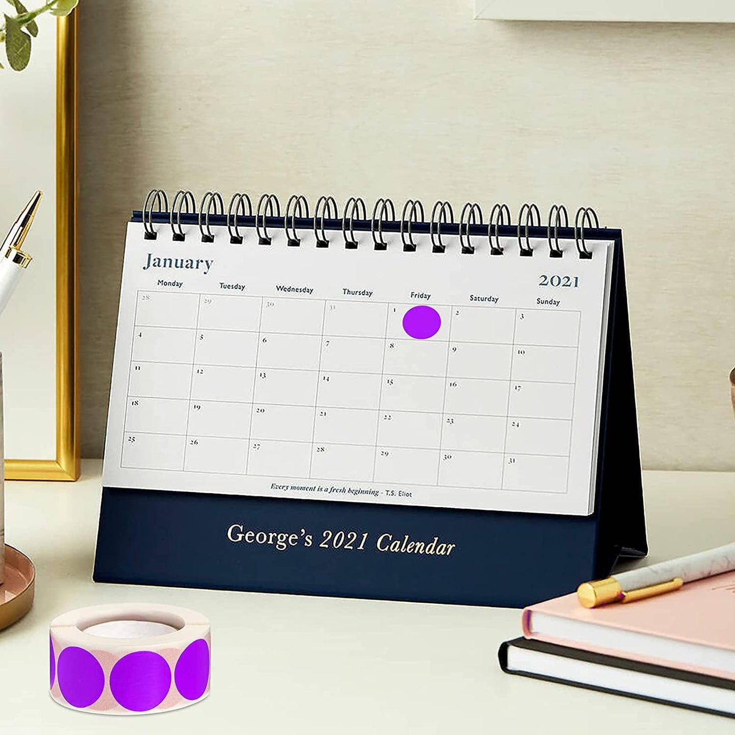 SHYGO® 1“ Purple Circle Dot Stickers Color Coding Labels, 1000PCS 2 Rolls