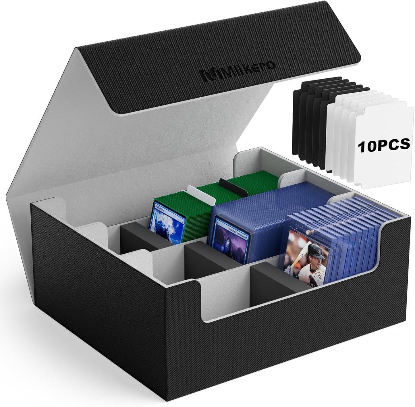 Mlikero Card Deck Case for Trading Cards 1800+, Trading Card Storage Box for Magnetic Card Holder and Hard Plastic Card Protectors, Leather Magnetic Closure Deck Box Fit for MTG, TCG