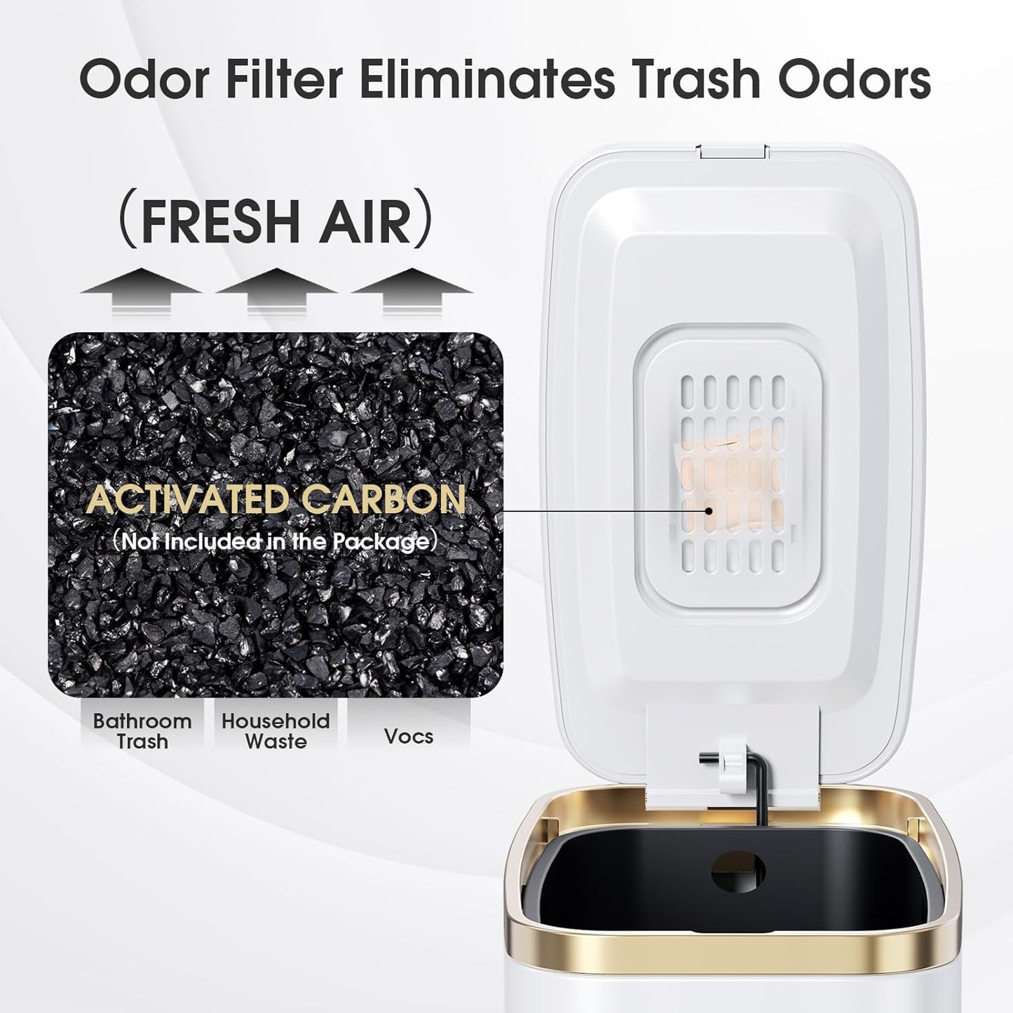 CEROELDA Small Bathroom Trash Can with Lid Soft Close-5L/1.3 Gal Slim Garbage Can-Metal Step Wastebasket-Rectangle Narrow Waste Bin for Office, Bedroom, Toilet, Live Room-White