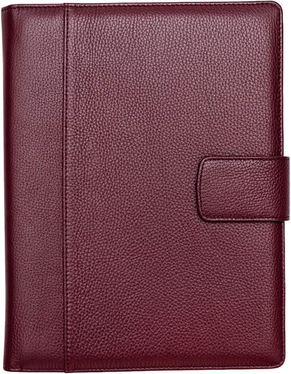 Maruse Italian Leather Executive Padfolio, Folder Organizer with Magnetic Closure and Writing Pad, Handmade in Italy, Wine