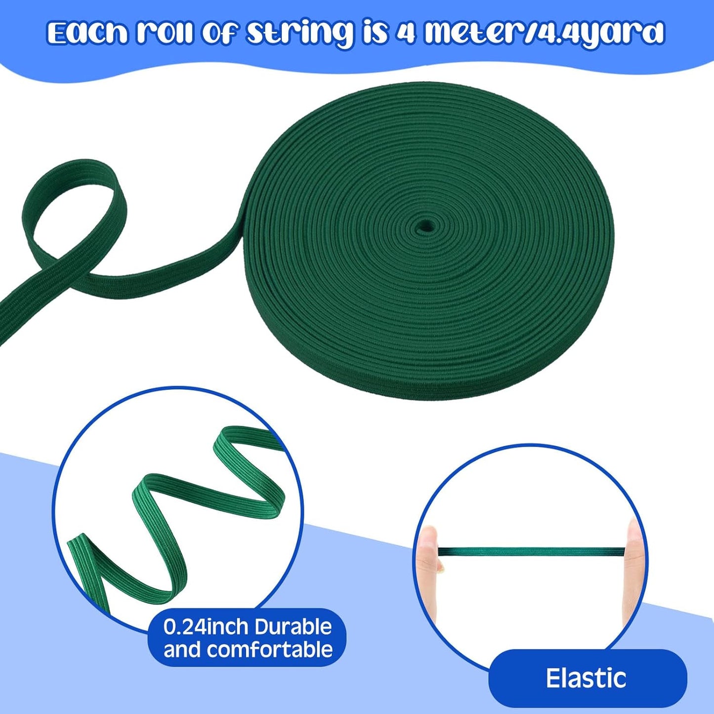 WILLBOND 12 Rolls Colorful Elastic Band Folding Elastic Cord Heavy Duty Stretch Band Knitted Flat Band for Sewing Crafts DIY Comforter Cuffs(1/4 Inch X 4.4 Yard,Retro Colors)