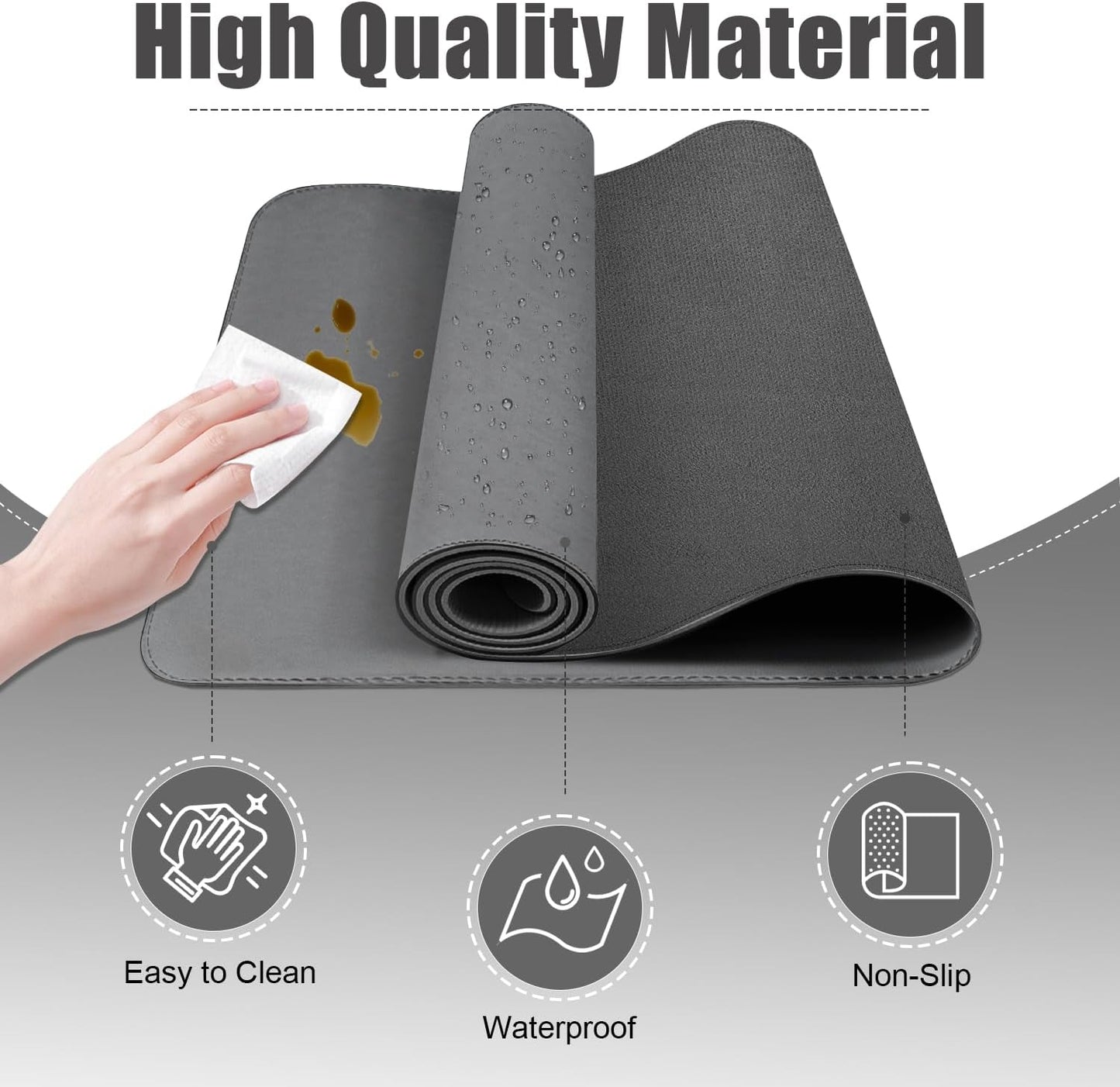 Desk Pad Protector, Leather & Suede Desk Mat, Non-Slip Desk Pad Mat, Large Mouse Pad, Waterproof Desk Blotter Mat, Desk Cover for Office, Home (Dark Gray, 23.6" x 13.7")