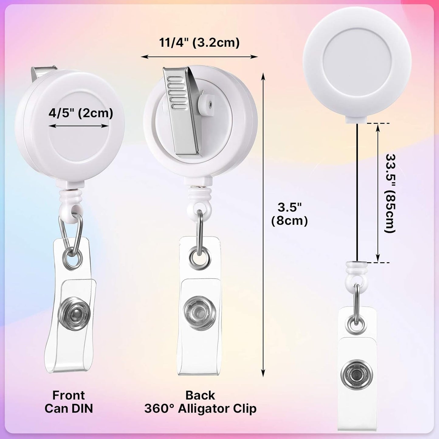 50 Pieces Retractable Badge Holder Reels with Swivel Alligator Clip, ID Card Holder Name Badge Reel Clips for Students Teachers Office Workers (Mixed Color)