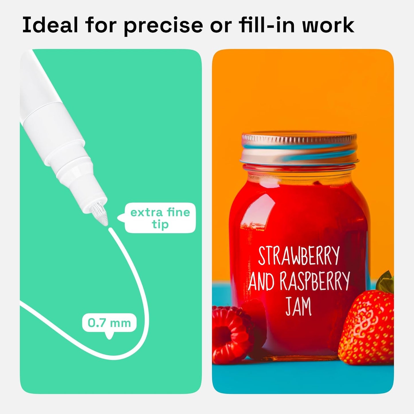 ARTISTRO 2 White Permanent Marker - Waterproof Markers for Tire, Fabric, Rocks, Glass, Ceramic, Wood, Paper - Oil Based Paint Pens - Extra-Fine Tip 0.7mm