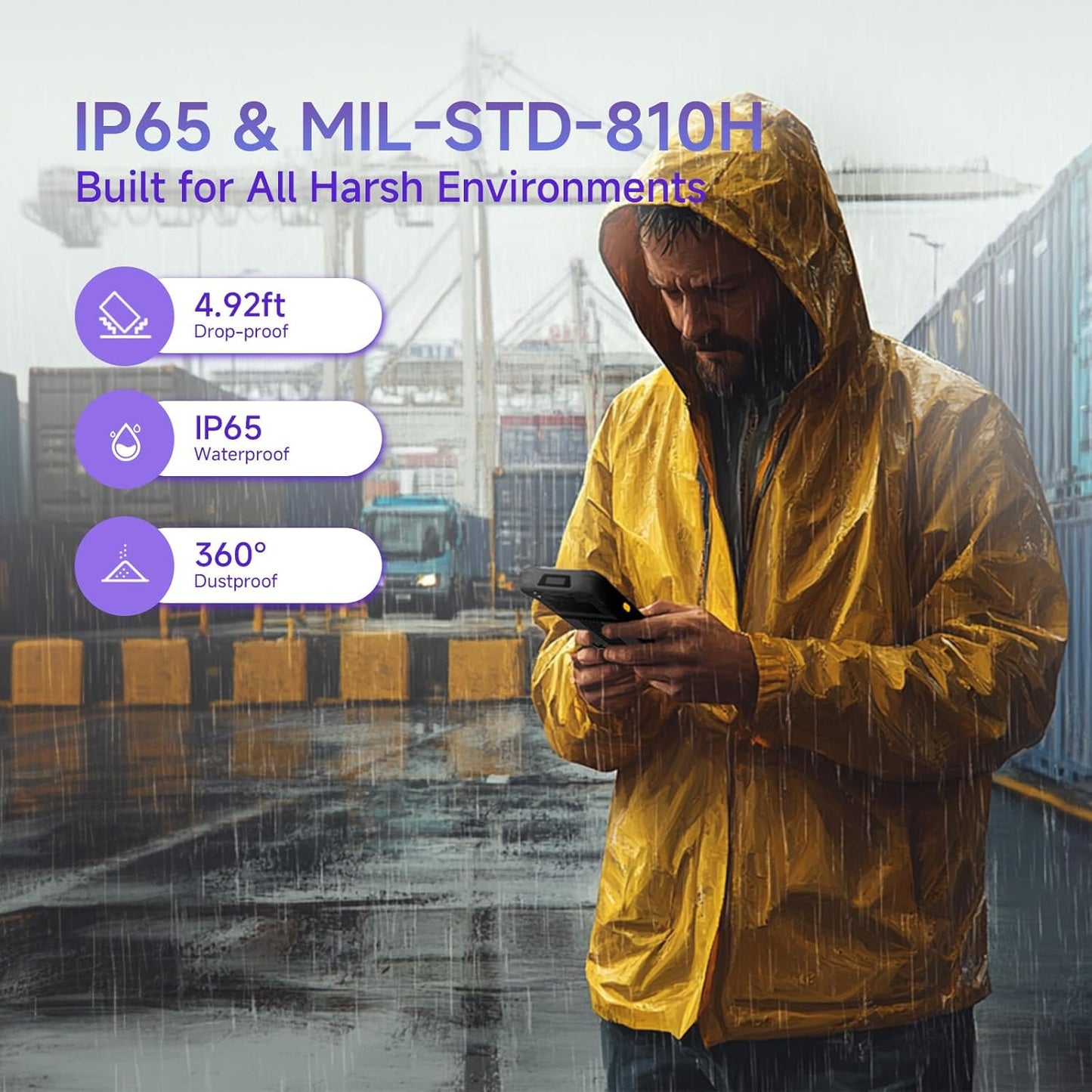 Rugged Tablet I61J, 6.5 inch Windows 11 Pro Enterprise Handheld PDA with N4680 Barcode Scanner, 1D/2D QR Inventory Scanner Data Terminal, 8GB+128GB Industrial Work PC for WMS, Retail
