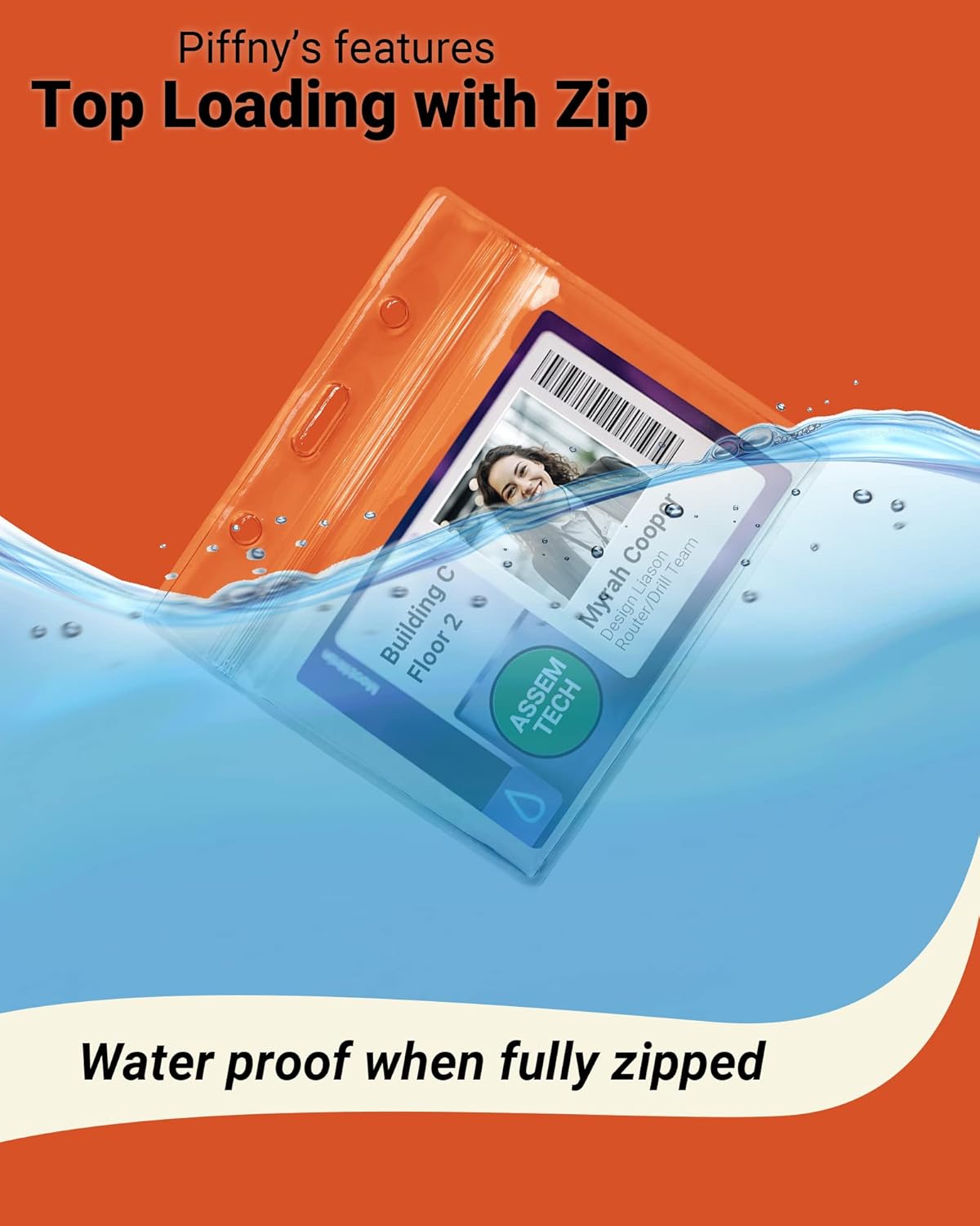 Clear ID Holder for Lanyard - ID Card Holder Waterproof (Inches, 3.5 x 2.25 Horizontal 12 Pack)