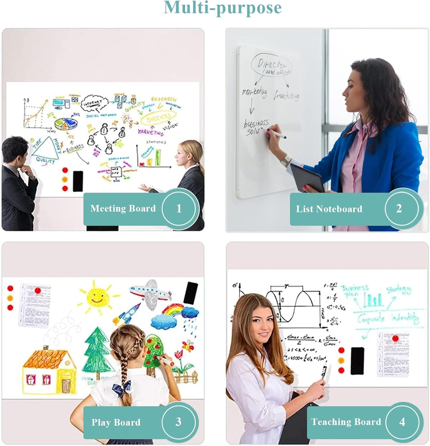 Magnetic Dry Erase Whiteboard Paper, 12" x 18" Self Adhesive Whiteboard for Wall, Easy to Write and Clean Dry Erase Board for Kids, Office, Home, with Marker, Magnetic Eraser and Magnets