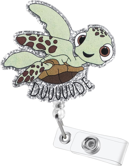 Nurse Badge Reel, Cute Turtle Badge Holders with Alligator Clip, Lanyards Retractable ID Card Holder, Funny Animals Name Tag Clips, Pediatric Nursing Accessories for Work Office Doctor Student Teacher