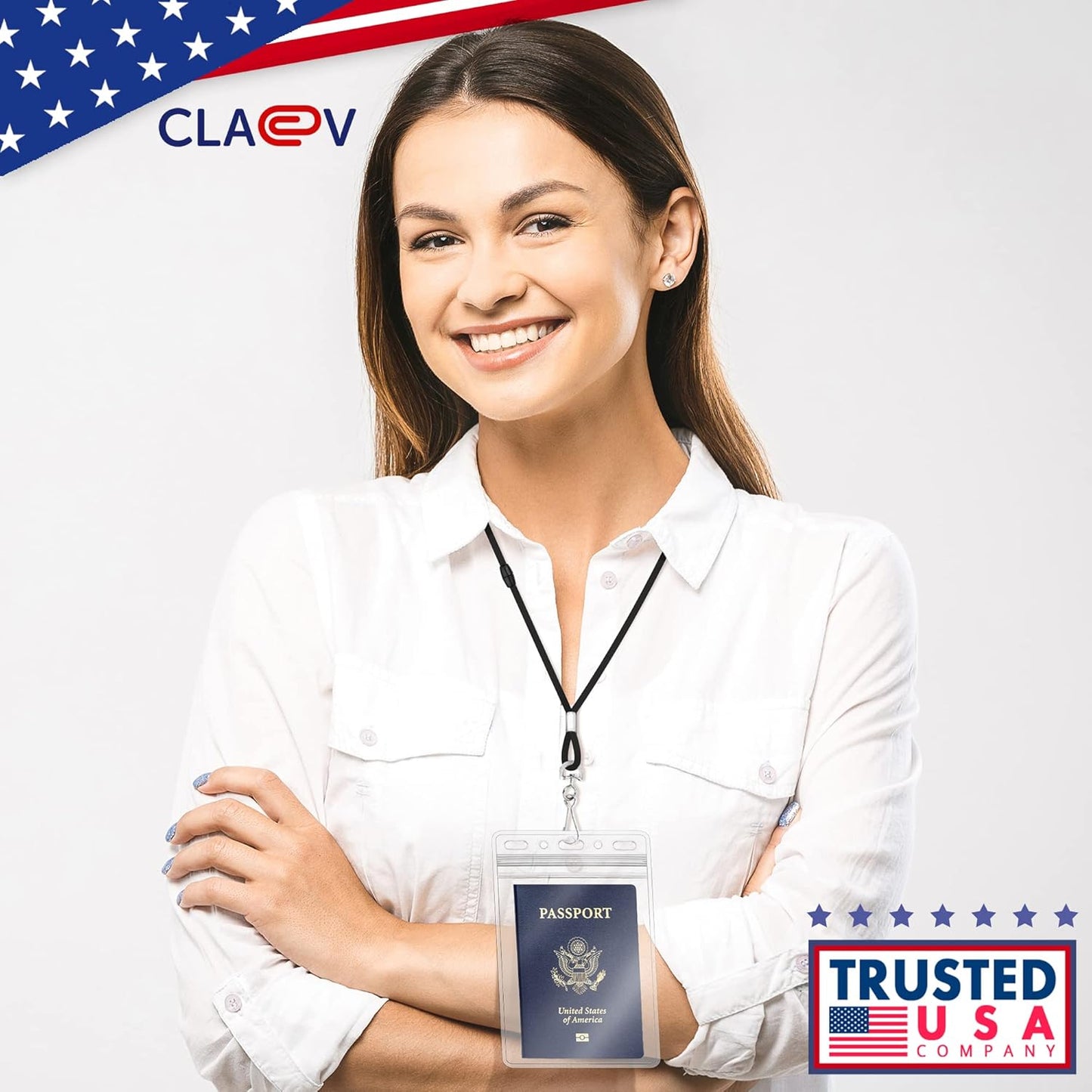 Claev Fast Seal Vertical 4x6 Passport & Card Holders (4x6 Extra Large (XXL), 50 Pack), Clear Waterproof ID Plastic Name Card Badge Holders for Travel, Conferences, Conventions