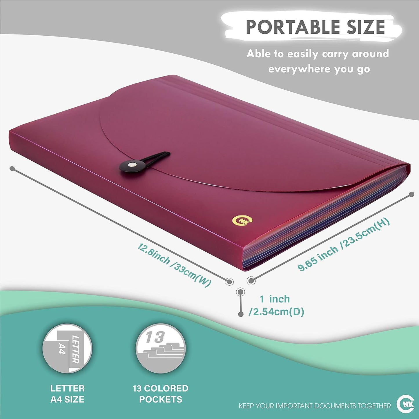 CNK File Folders Organizer with 13 Pockets Accordion Expanding Folder For Documents Receipt Document Paper Pocket Filing Products Accordian Important expandable holder files alphabetical Labels Letter