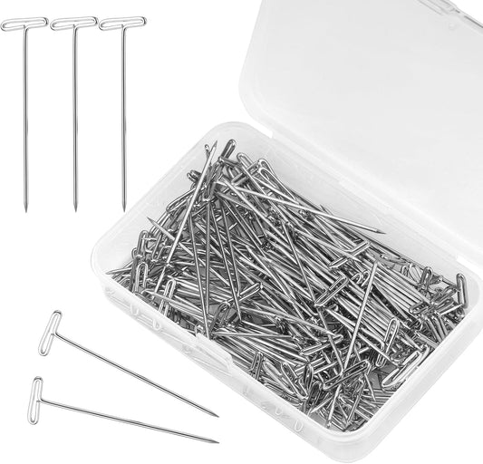 120 Pcs 2 Inch T-Shape Sewing Pins with Plastic Clear Box - Stainless Steel T-Pins for Wig Heads & Knitting Sewing Craft (51mm/2inch)