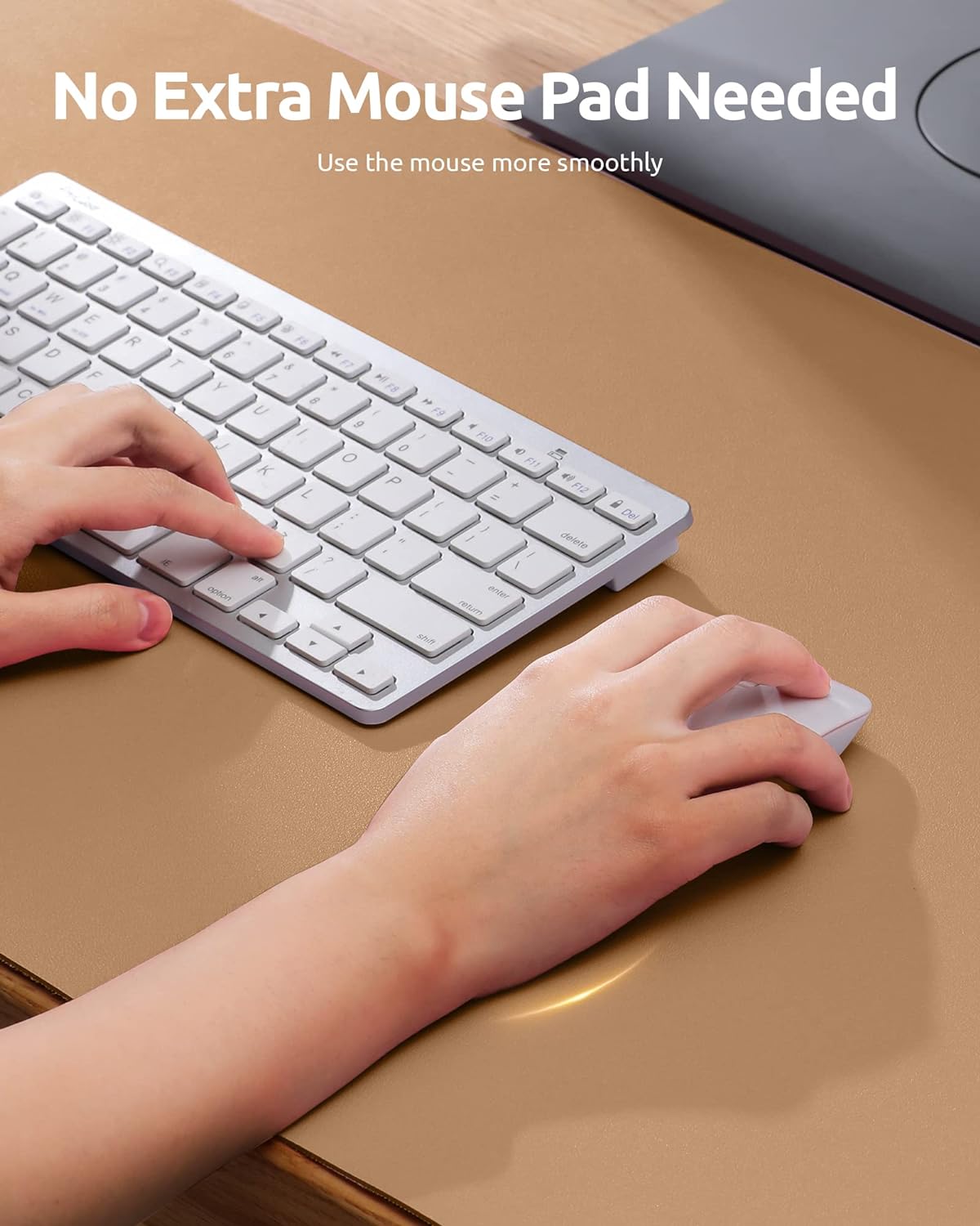 YSAGi Leather Desk Protector, Office Mat, Large Mouse Pad, Non-Slip PU Leather Blotter, Laptop Desk, Waterproof Writing Pad for Office and Home (Khaki, 35.4" x 17")