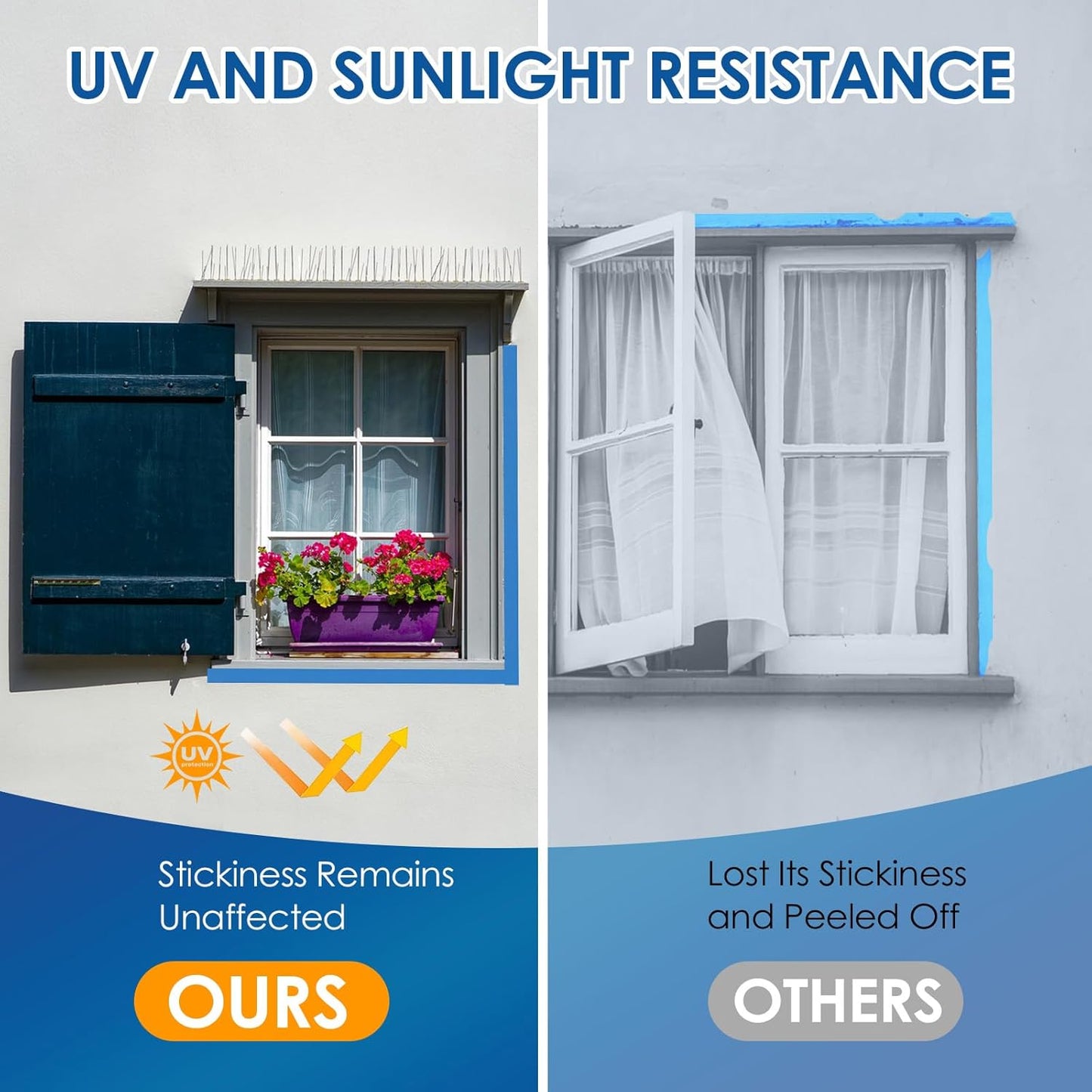 48 Rolls Blue Painters Tape Bulk 1 Inch, Paint Tape 0.94In× 55 Yards, Upgrade Masking Painter's Tape for Walls Painting Car Crafts Home UV Resistant, Total 2640 Yards