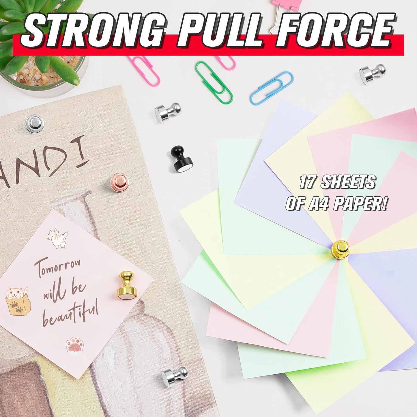 FINDMAG 14Pcs Strong Fridge Magnets, Small Neodymium Magnets for Whiteboard, Push Pins for Kitchen, Office, School, Locker Accessories