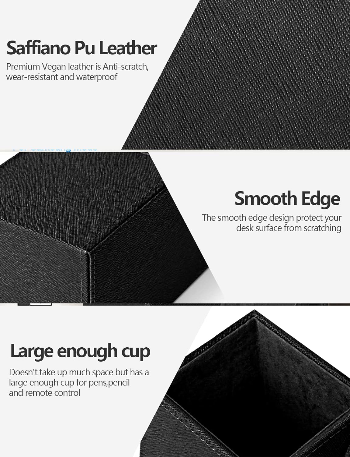 Desk Supplies Organizer, Multi-Functional Pencil Pen Holder with Wireless Charger, Desktop Stationery Organizer, Home Office Supply Storage Box Caddy (Black)