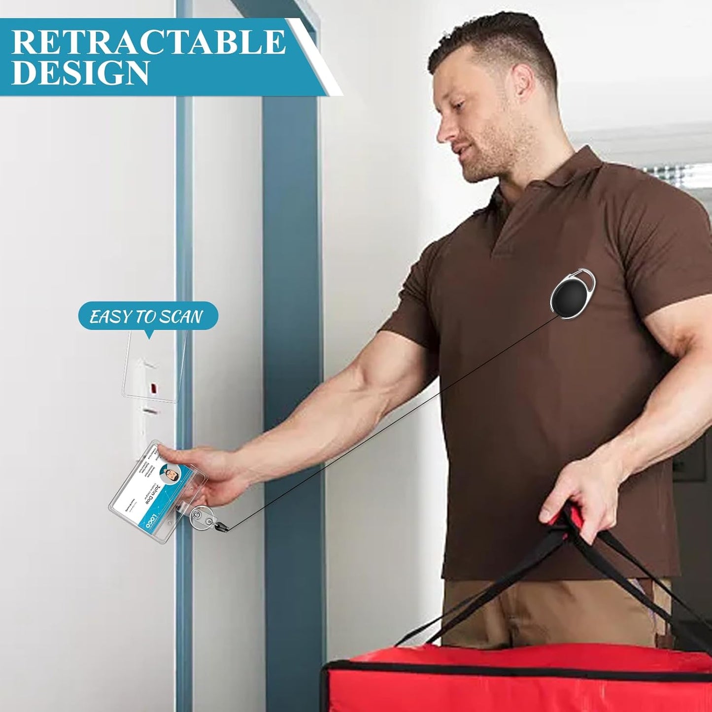 60 Pack Retractable ID Badge Holder Badge Reel with Carabiner and Belt Clip Badge Reels Retractable with Key Chain for Office Worker Doctor Nurse