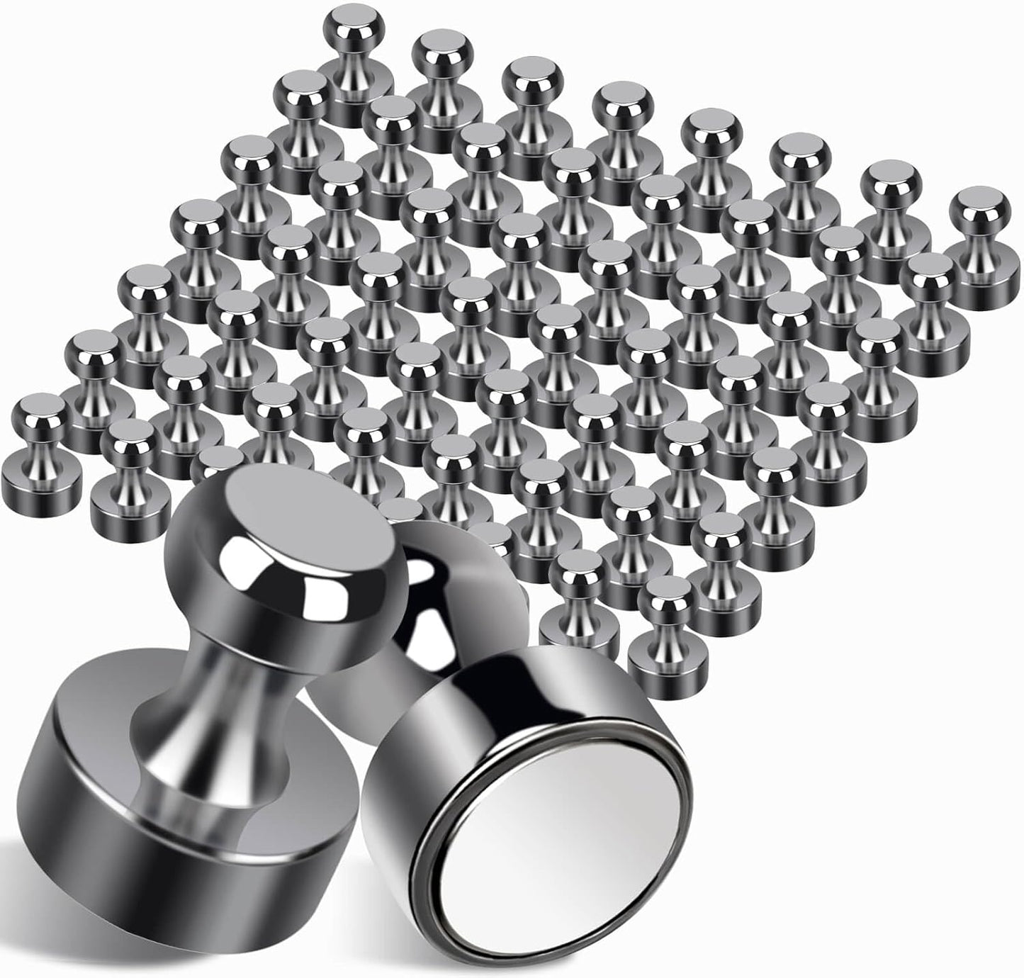 55Pcs Bright Black Fridge Magnets, Strong Refrigerator Magnets, Small Push Pin Magnets for Whiteboard, Decorative Whiteboard Magnet s for Classroom, Kitchen Accessories, Office and Map Magnet