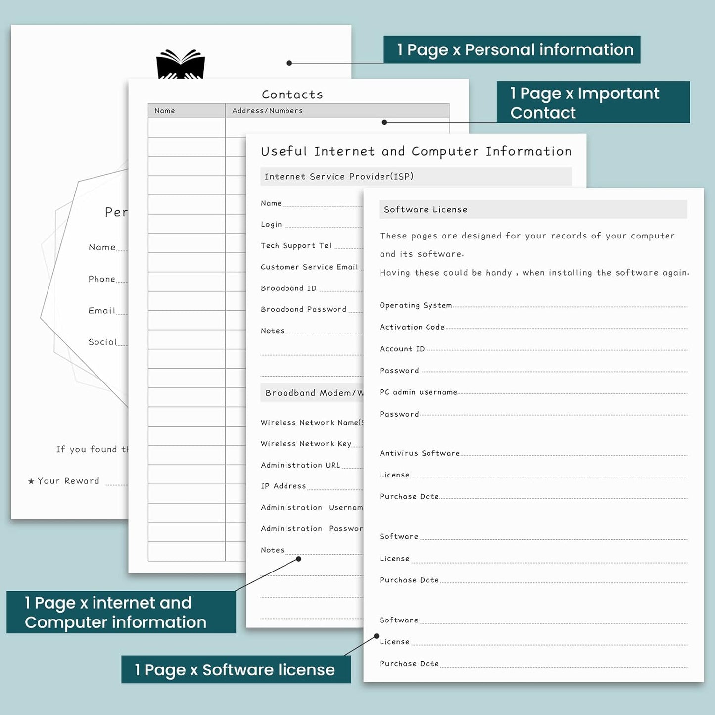Password Book with Alphabetical Tabs, Hardcover Password Keeper, A5 Size 8.3"x6" Password Notebook for Saving Internet Login, Username, Password Organizer for Computer & Website