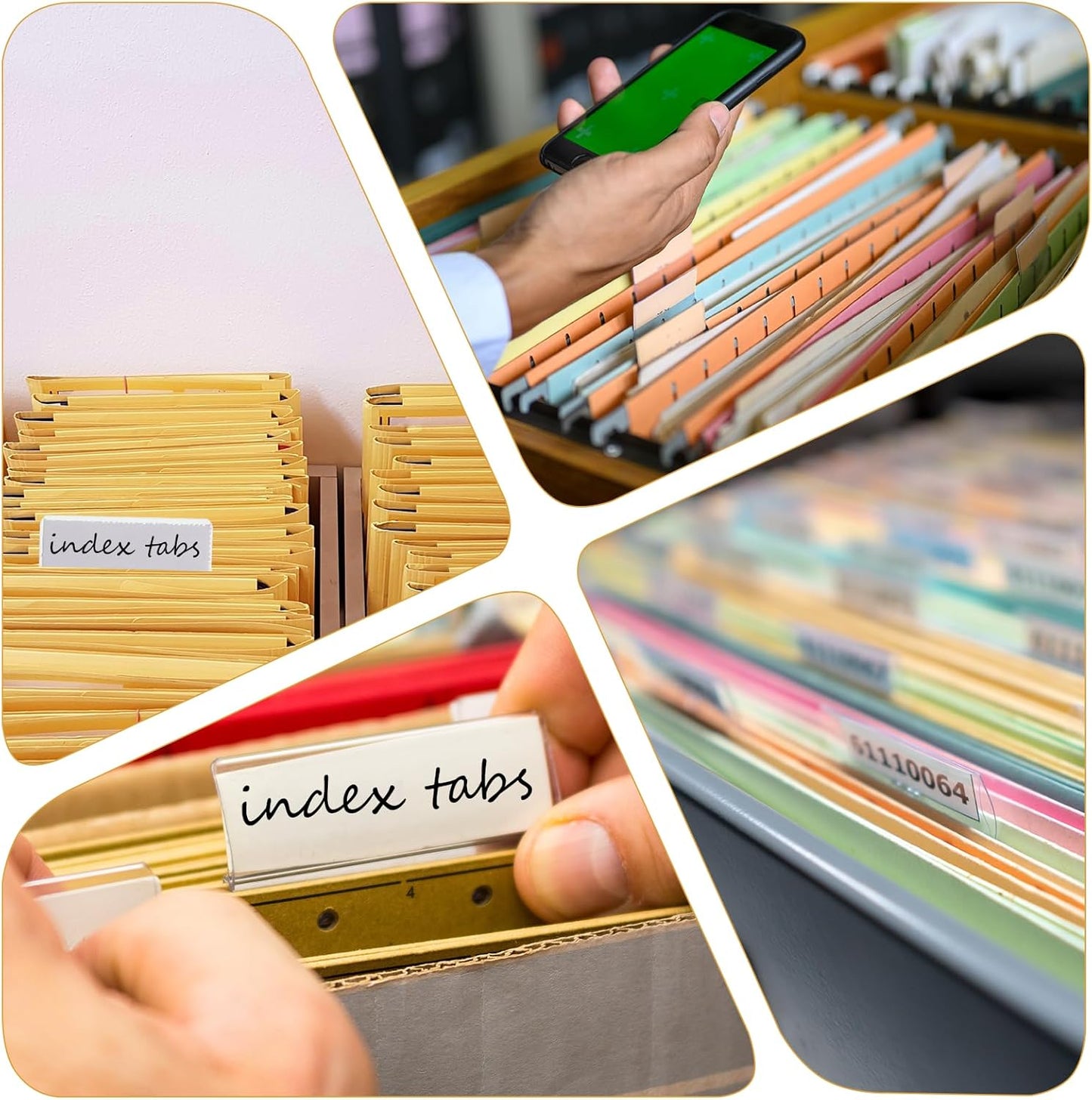 2 Inch Insertable Self Adhesive Tabs with Printable Inserts Self Adhesive Index Tabs Clear Plastic Sticky Divider Tab Divider Tab Stick on Paper Stickys Tabes with File Folder Labels for Binder, 50PCS