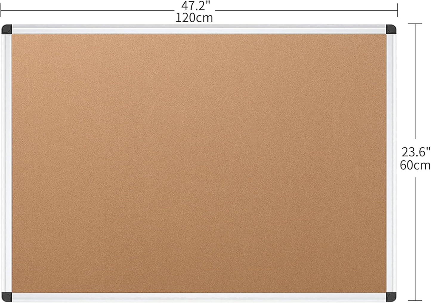 VIZ-PRO Cork Notice Board, 48 X 24 Inches, Silver Aluminium Frame