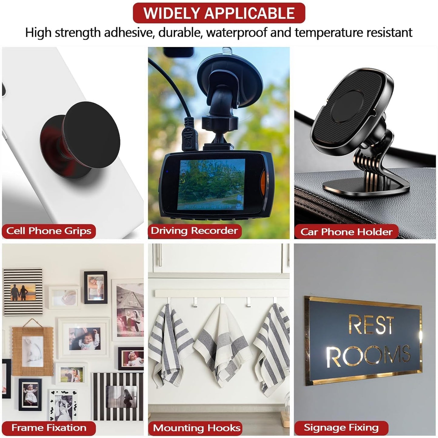 Bulina Double Sided Adhesive Pads Heavy Duty VHB 2" Diameter 20 PCS Round Black 5925 Sticky Mounting Foam Tape Strong Adhesive Waterproof for Home Office Car Deco