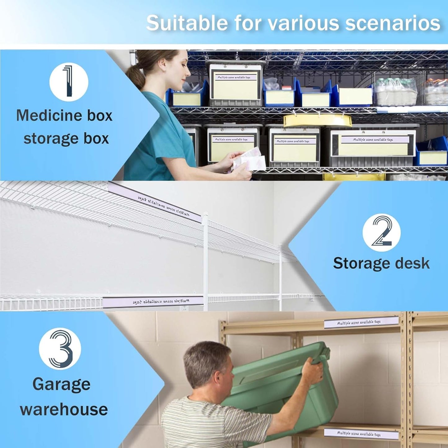 Eeoyu Magnetic Label Holders with Magnets Magnetic Data Card Holders with Clear Plastic Protectors for Metal Shelf, Whiteboard, Set of 30 (1 x 8 Inch)