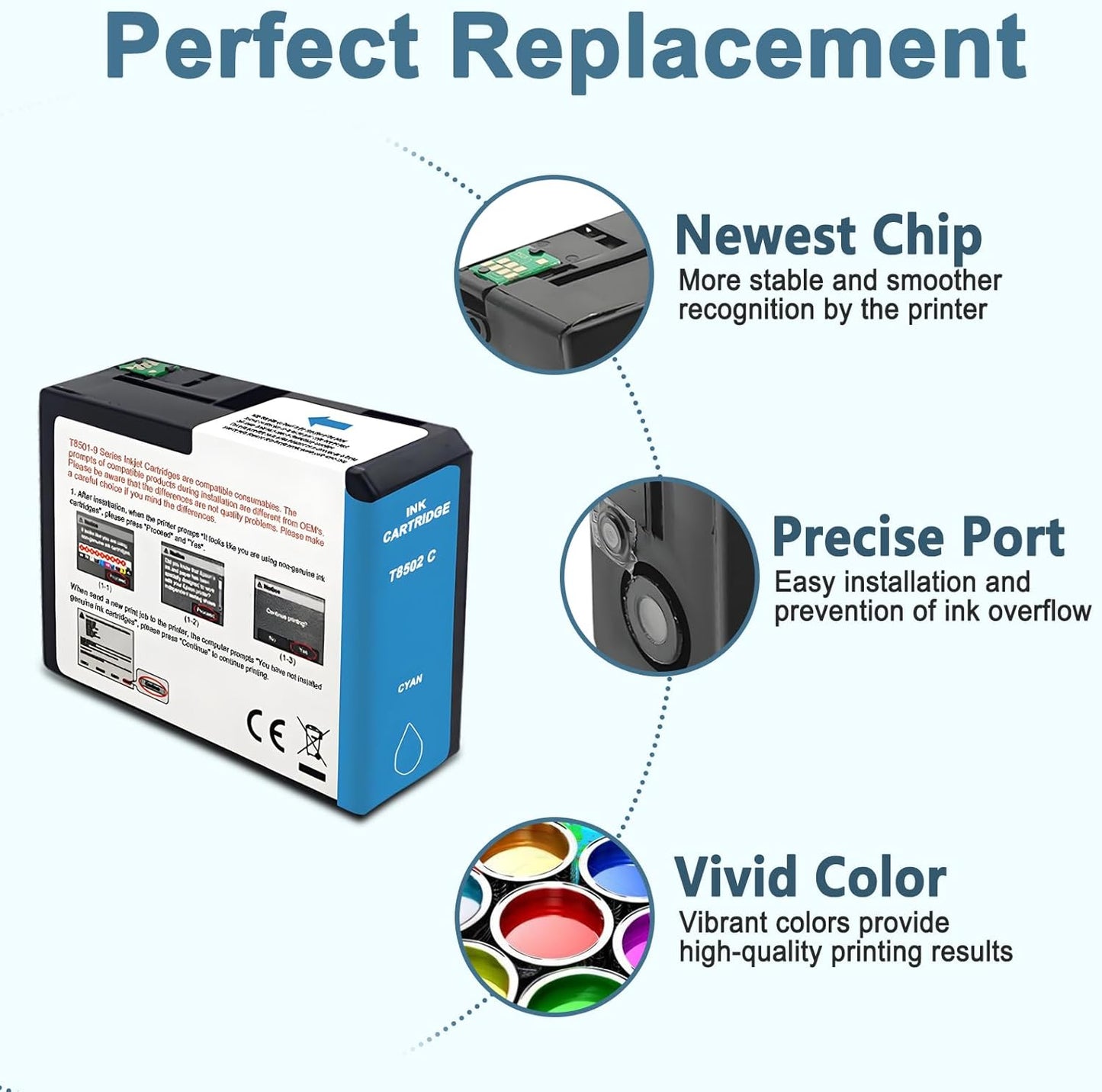 T850 Ink Cartridge T8502 T850200 Remanufactured Work for SureColor P800 (1-Pack, Cyan)