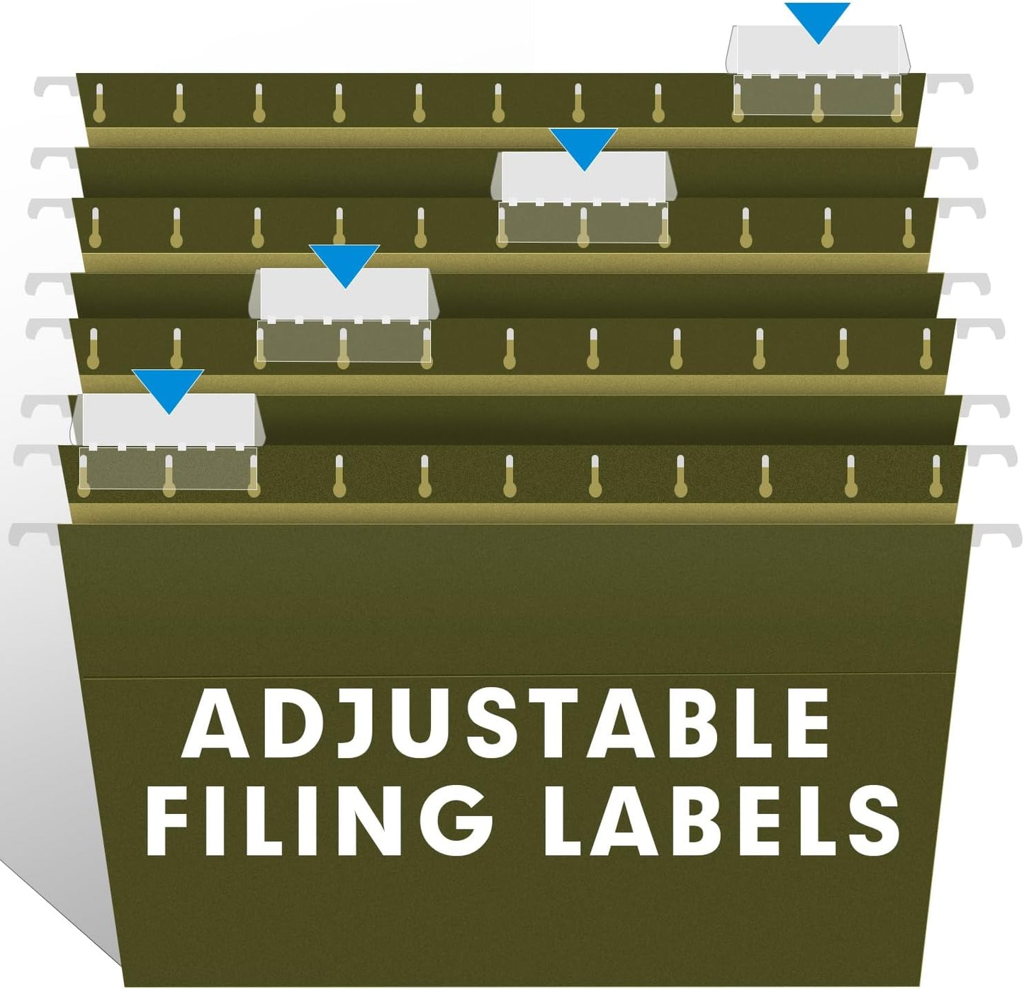 Extra Capacity Hanging File Folders, RAZCC 60 Pack Letter Size Reinforced Hanging Folders with Heavy Duty 1 Inch Expansion for Bulky Files, Filing Cabinet, Adjustable Tabs, Green