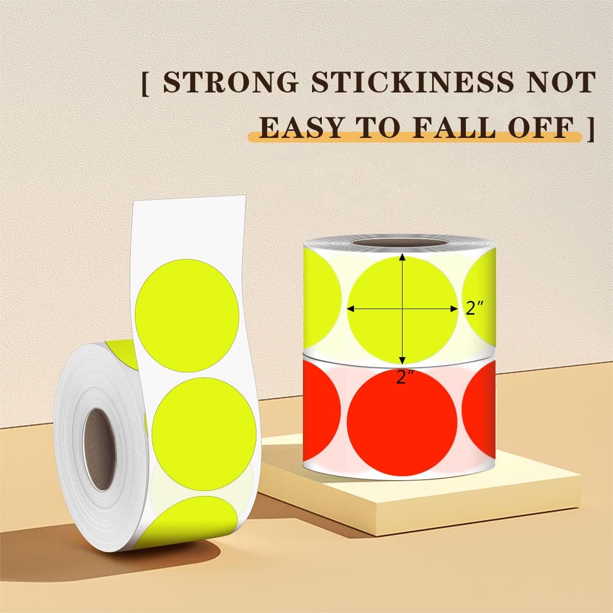 PARLAIM 2" Round Circle Dot Sticker 500pcs Color Coded Labels Permanent Adhesive Writable Surface for Inventory Storage Organizing Moving, Fluorescent Yellow