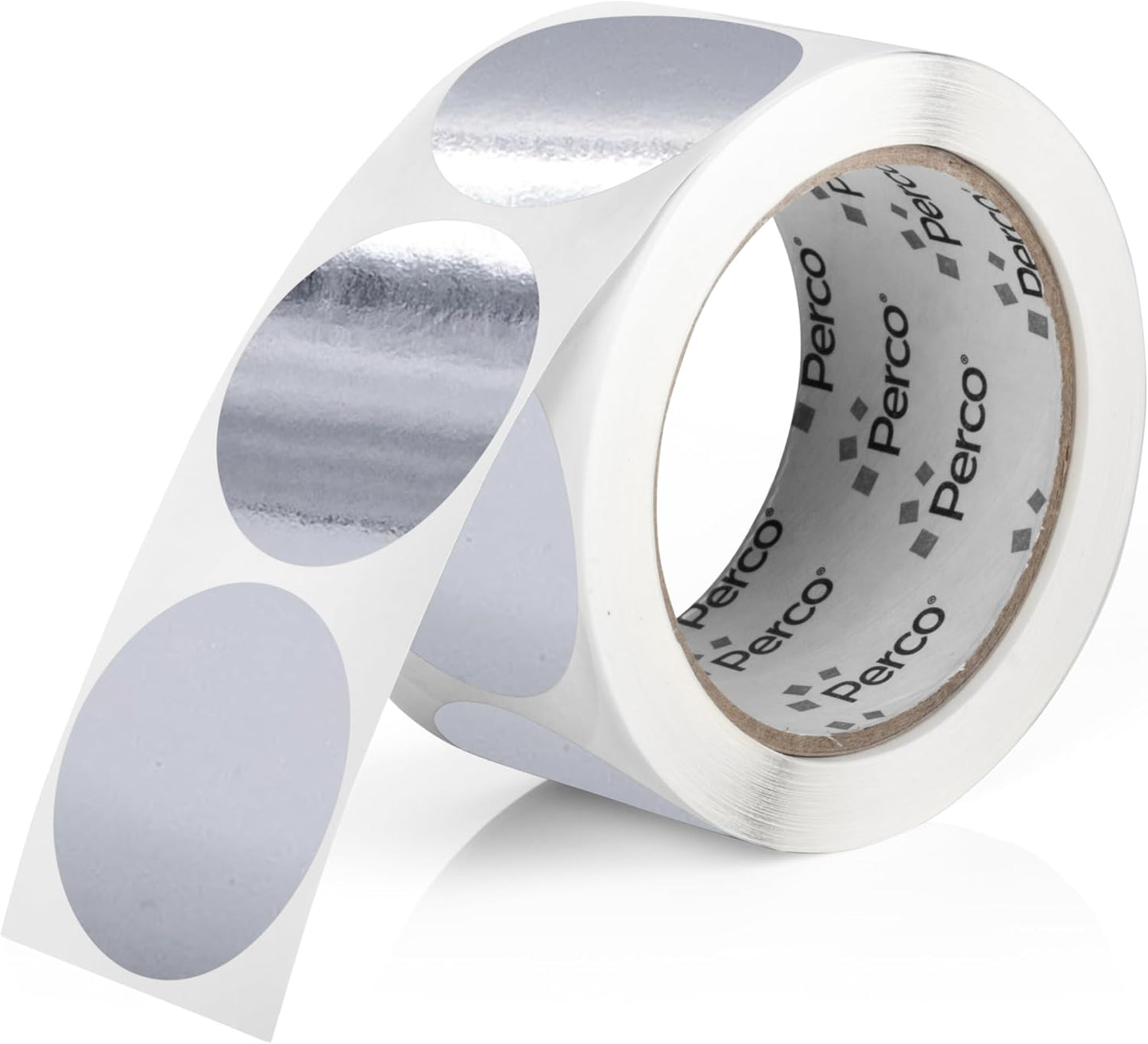 Perco Silver 2-Inch Round Circle Dot Sticker Labels with Permanent Adhesive for Wedding Invitations - 500 Labels per Roll - Vibrant Colors, Strong Adhesion - Made in USA