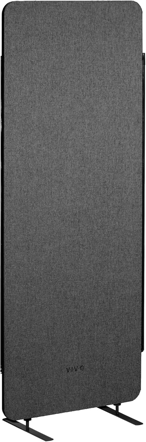 VIVO Freestanding 24 x 66 inch Privacy Panel, Cubicle Divider, Acoustic Wall Partition, Single 24 inch Panel with 2-Sided Zipper Attachment System, Dark Gray, PP-1-T024D