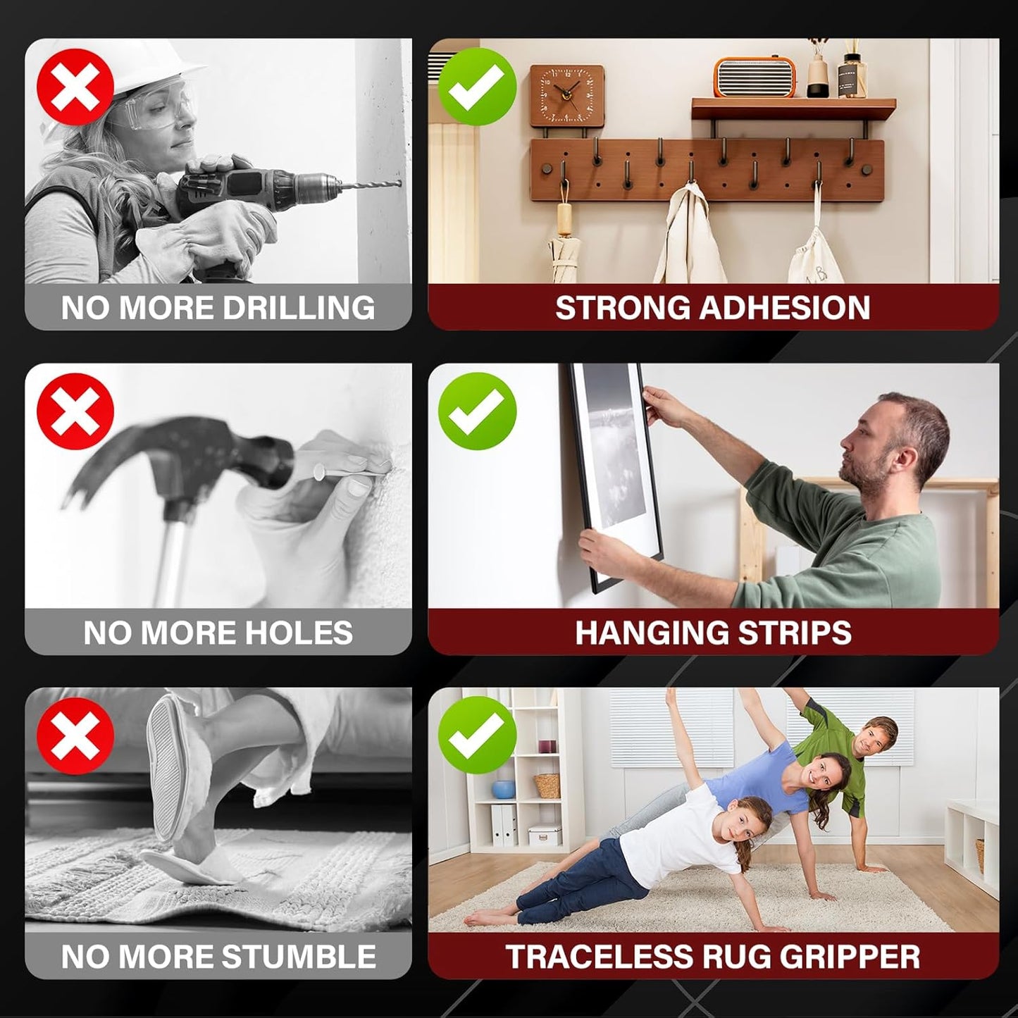 Navona 70 Pcs Pre-Cut Heavy Duty Double-Sided Nano Tape – 1 & 2 Inch Rectangular and Round Adhesive Strips, Transparent, Removable, Reusable Mounting Tape for Home and Office Use