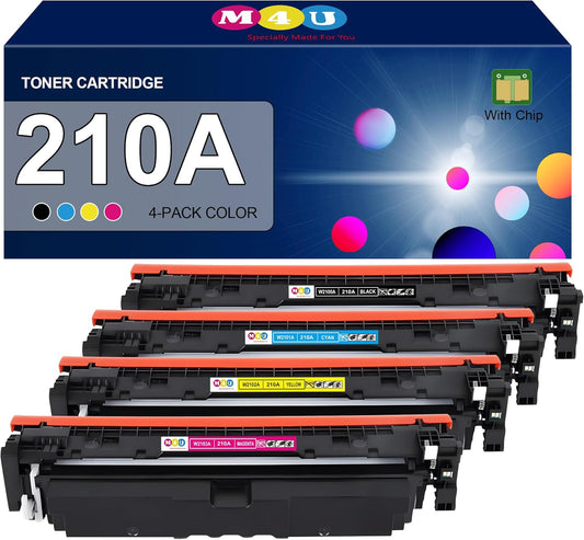 210A Toner Cartridges 4 Pack(with Chip) Replacement for 210A 210X Color pro MFP 4301fdw 4301dn 4301dw, Pro 4201dw 4201dn(Black Cyan Yellow Magenta)