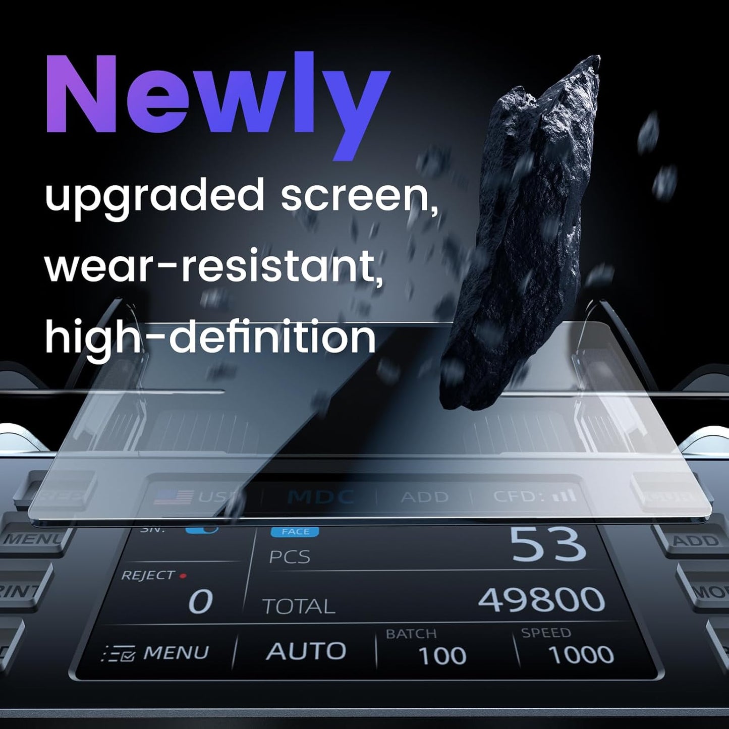 Aneken Mixed Denomination Money Counter with Counterfeit Detection, Touch Screen, and 2CIS/UV/MG/IR/DD/DBL/HLF/CHN, Value and Mixed Counting for Accurate Cash Counting