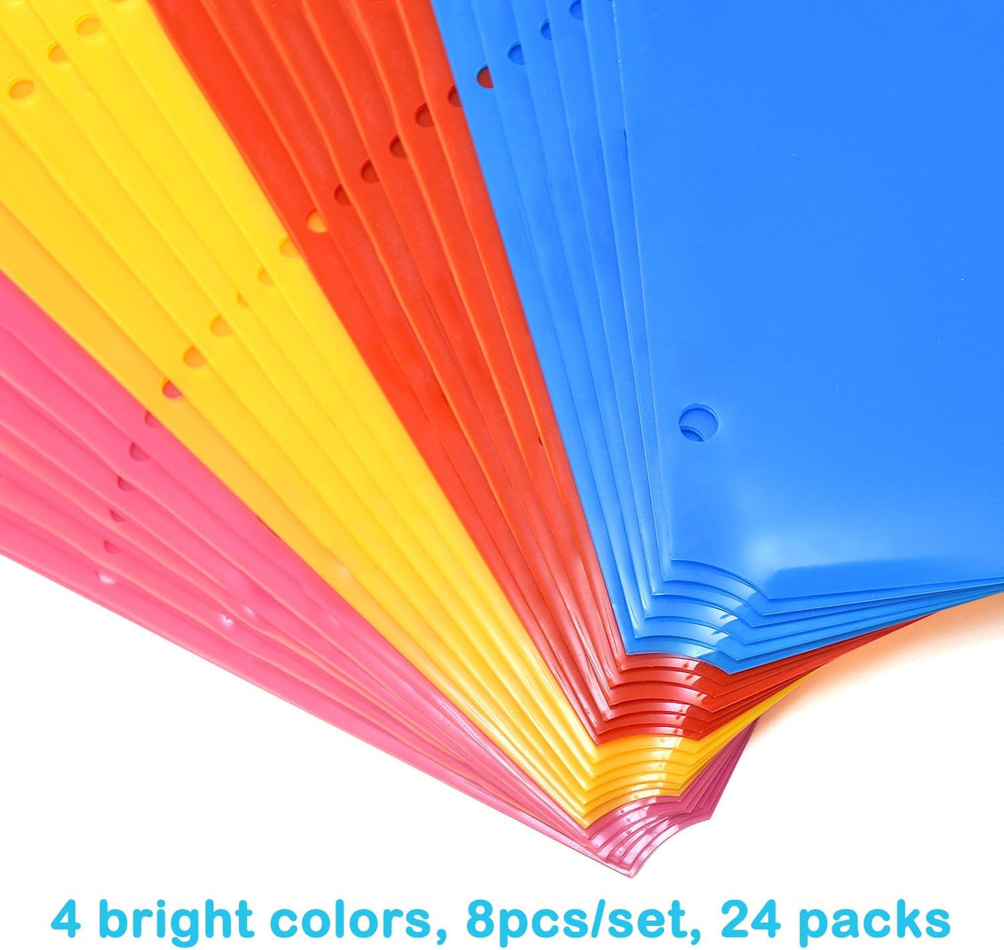 WOT I Plastic 8-Tab Dividers with Two Pockets - 3 Sets, Multicolor Dividers with Pockets for Binders, 24PCS Tab Dividers Assorted Colors