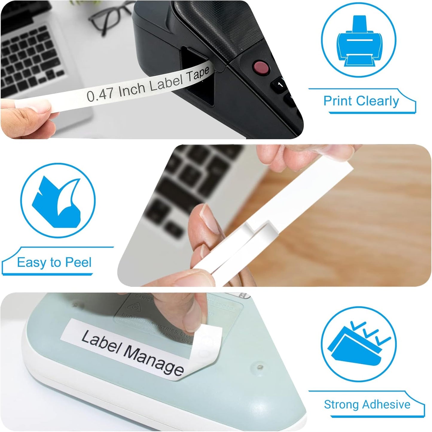 5PK TZe-231 Label Maker Tapes Compatible with Brother P Touch Label Tape TZe231, TZ-231 12mm 0.47 Laminated White Refills Use for Brother PT-H110 D210 D220 D400 D600 PT-1900/1910