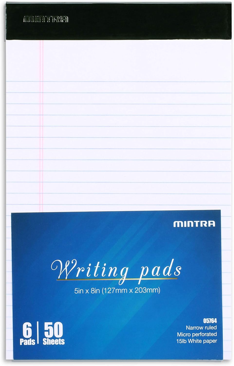 Mintra Office Legal Pads - ((BASIC WHITE 6pk, 5in x 8in, NARROW RULED))
