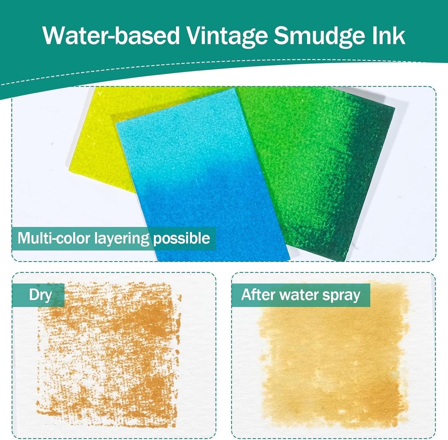 CraftyManor Mini Smudge Ink Pads for Stamps, Water Based Halo Dye Stamp Pad for Scrapbooking, DIY Craft Scrapbook Supplies for Adults (12 Colors)