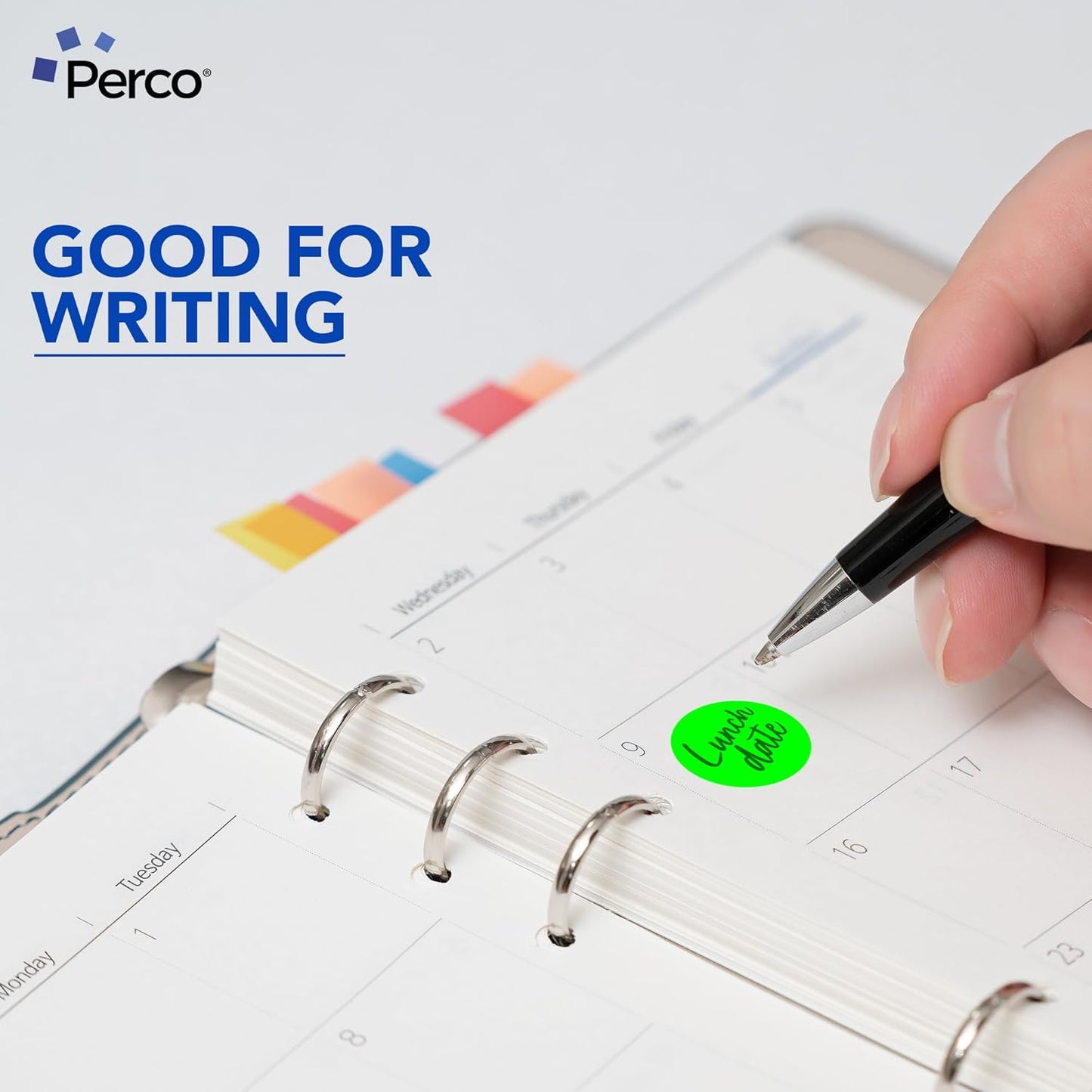 Perco Fluorescent Green 1-Inch Round Circle Dot Sticker Labels - Multi-Roll Pack (3 Rolls, 1,000 Labels Each) - Permanent Adhesive, Vibrant Colors, Strong Hold - Perforated for Easy Use - Made in USA