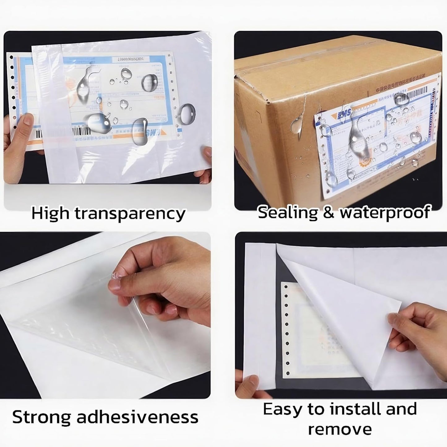 200PCS 6.7" x 10" Clear Packing List Envelopes, Self-Adhesive Packing Slip Pouches, Waterproof Shipping Pouch Enclosed Bags for Packing Mailing Labels/Invoice/Sleeves