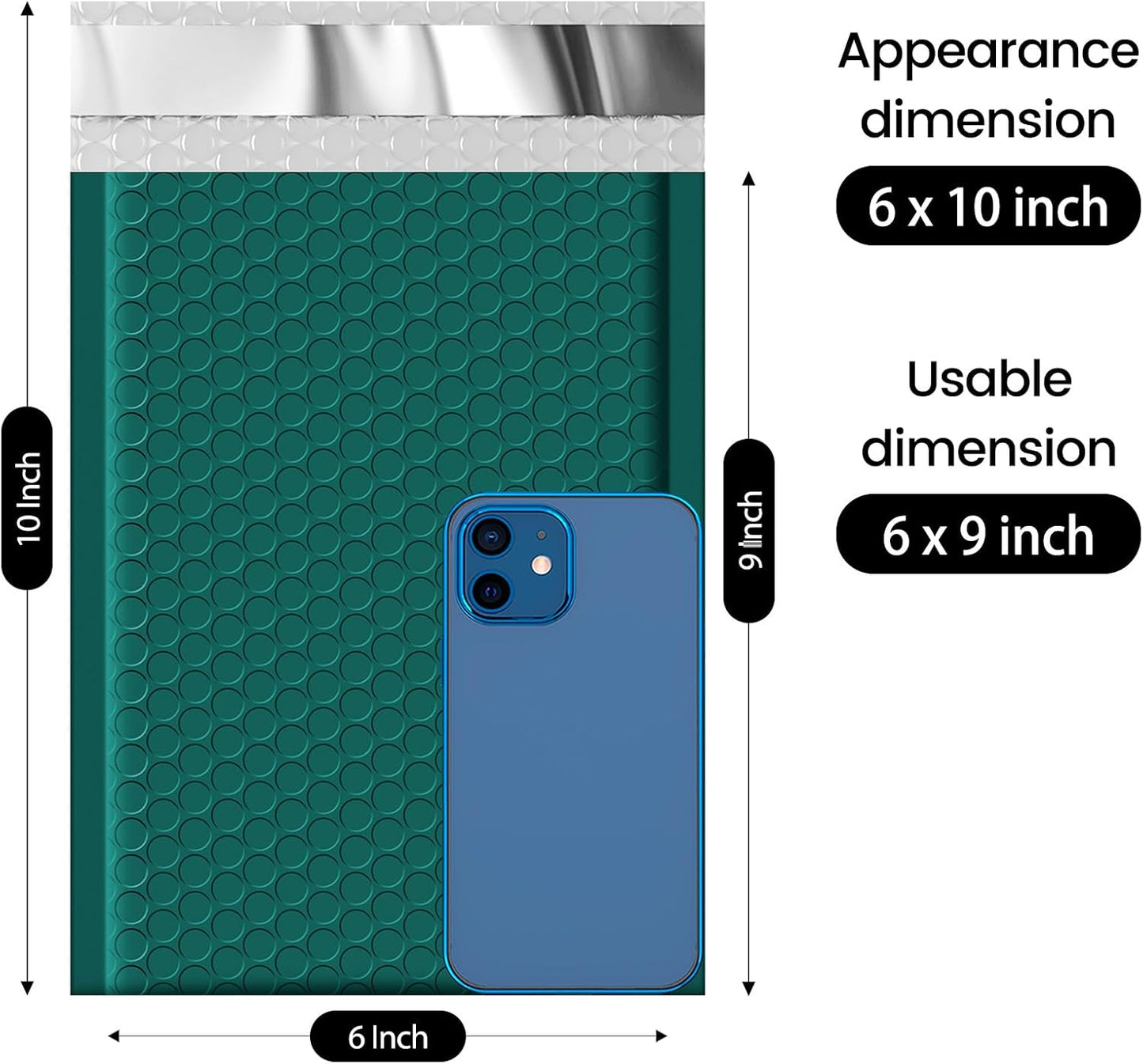 Fuxury Bubble Mailers 6x10" 100 Pack Opaque Bubble Mailer Usable Size 6x9" Padded Envelopes for Gifts Mailing Envelopes Bubble Padded Cushion Mailers Small Business#0 Forest Green