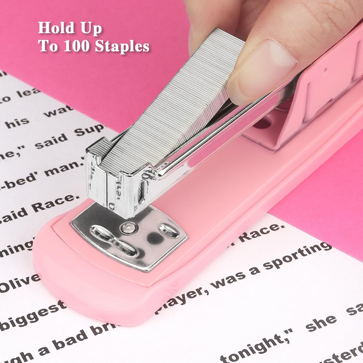 Tamaki Stapler, Office Stapler, Staplers for Desk(Pink)