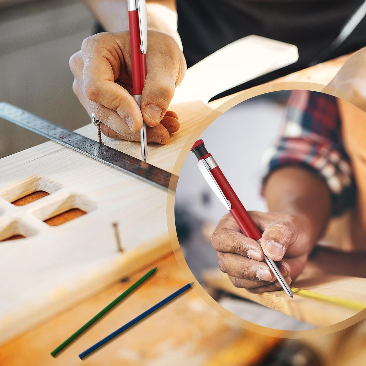 Spakon 300 Pcs 2.8mm Lead Refill Carpenter Construction Pencils Marker Lead Refills Dry Mechanical Woodworking Pencil Tools for Writing Drawing Drafting (Multicolor)