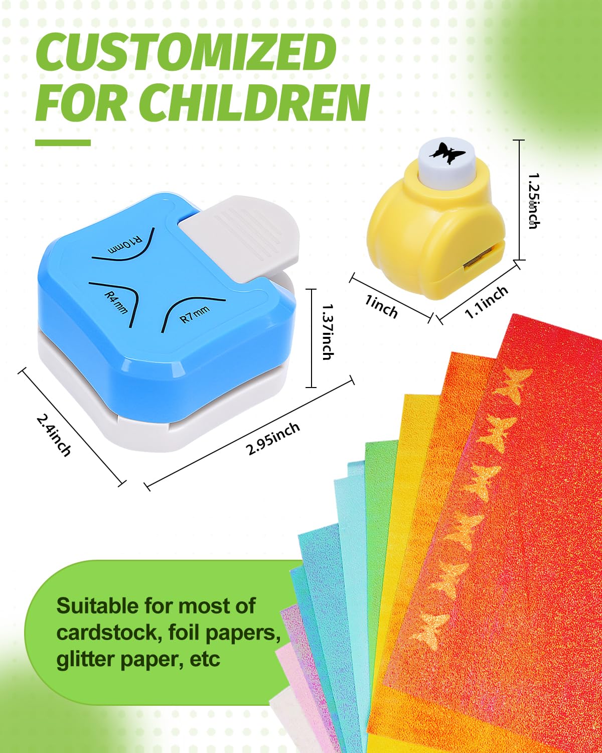 UCEC 3-in-1 Corner Rounder Punch and 10PCS Mini Shape Punches Set, Blue Paper Corner Cutter with 4mm/7mm/10mm Radius, Design Hole Puncher for Scrapbooking, Card Making, Stamp, Teachers and Kids Crafts